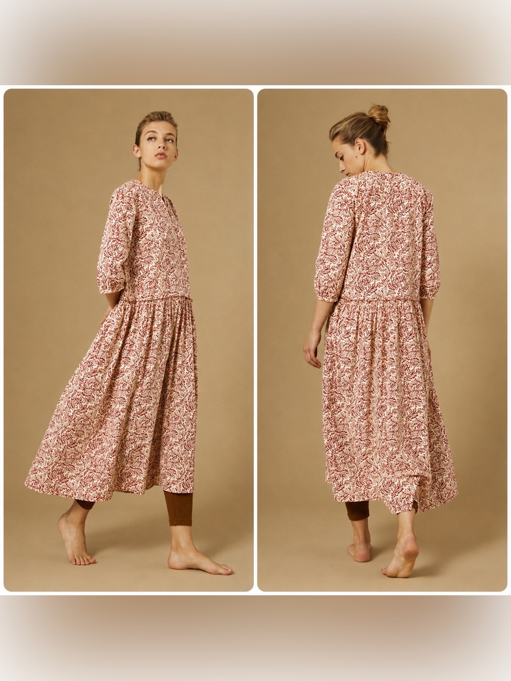 New! Soeur Dahlia Floral Paisley Cream and Red Midi Dress 🌿 Medium